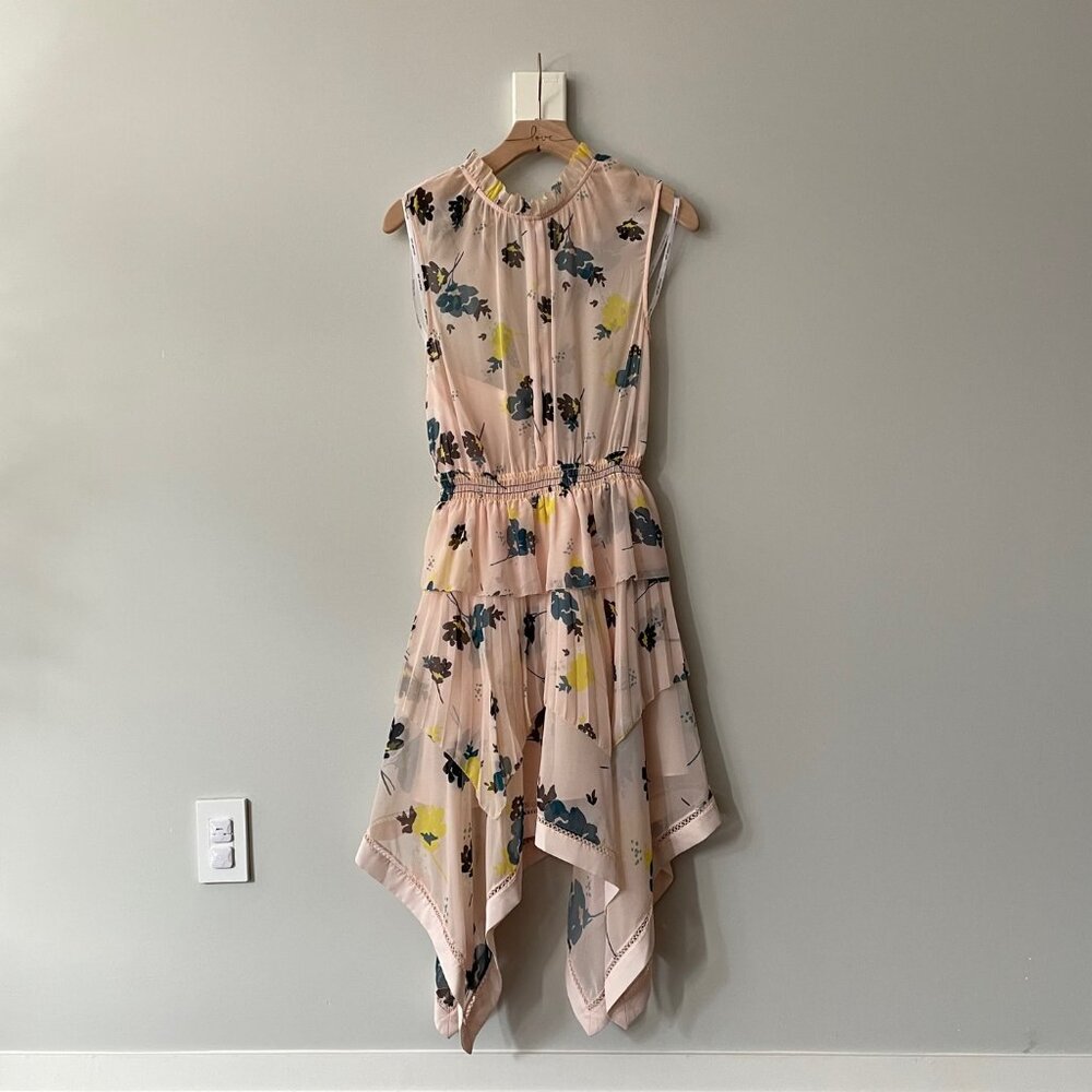 Self-Portrait Asymmetrical Blush/Pink Floral Dress - Size US 2 (UK 6)